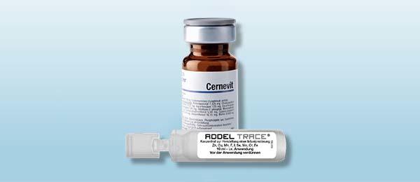Cernevit and Addel Trace bottles